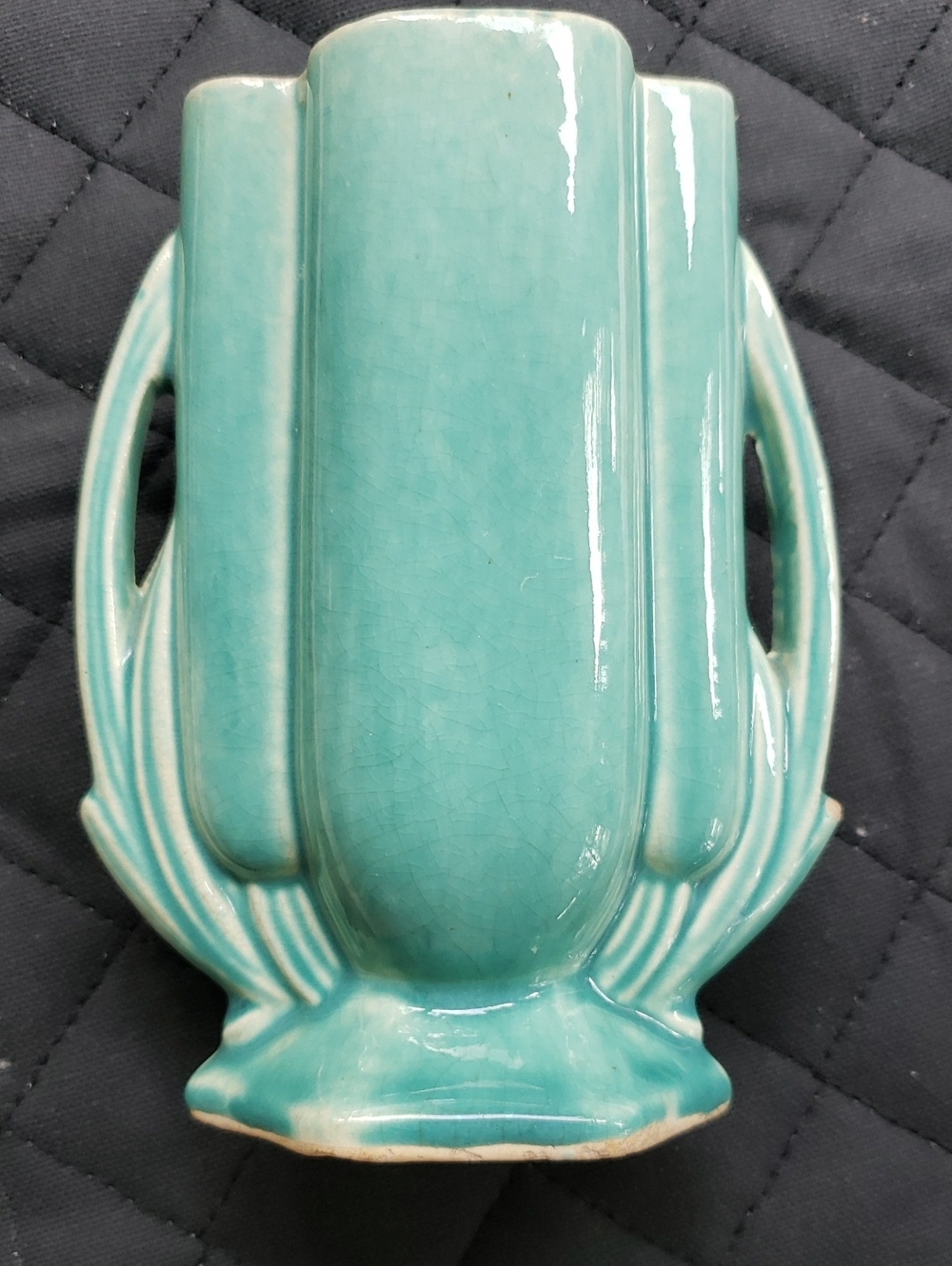 Turquoise Ceramic Art Deco Style Vase - USA